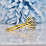 Ellibelle Jewellery Vintage Aquamarine & Diamond 18ct Gold Cluster Ring