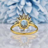 Ellibelle Jewellery Vintage Aquamarine & Diamond 18ct Gold Cluster Ring