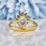 Ellibelle Jewellery Vintage Aquamarine & Diamond 18ct Gold Cluster Ring