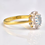 Ellibelle Jewellery Vintage Aquamarine & Diamond 18ct Gold Cluster Ring