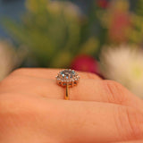 Ellibelle Jewellery Vintage Aquamarine & Diamond 18ct Gold Cluster Ring