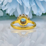 Ellibelle Jewellery VINTAGE AQUAMARINE & DIAMOND 18CT GOLD HALO RING