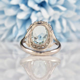 Ellibelle Jewellery Vintage Aquamarine & Diamond 18ct White Gold Cluster Ring