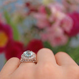 Ellibelle Jewellery Vintage Aquamarine & Diamond 18ct White Gold Cluster Ring