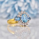 Ellibelle Jewellery Vintage Aquamarine Diamond Cluster Ring by Cropp & Farr