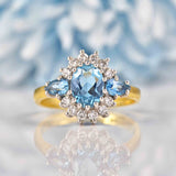 Ellibelle Jewellery Vintage Aquamarine Diamond Cluster Ring by Cropp & Farr