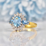 Ellibelle Jewellery Vintage Aquamarine Diamond Cluster Ring by Cropp & Farr