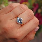 Ellibelle Jewellery Vintage Aquamarine Diamond Cluster Ring by Cropp & Farr