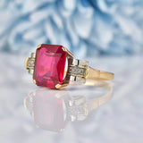 Ellibelle Jewellery Vintage Austrian Synthetic Ruby & Diamond Dress Ring
