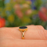 Ellibelle Jewellery Vintage Bloodstone 18ct Gold Oval Signet Ring