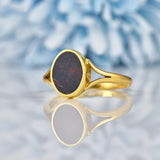 Ellibelle Jewellery Vintage Bloodstone 18ct Gold Oval Signet Ring