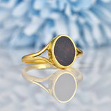 Ellibelle Jewellery Vintage Bloodstone 18ct Gold Oval Signet Ring