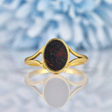 Ellibelle Jewellery Vintage Bloodstone 18ct Gold Oval Signet Ring