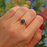 Ellibelle Jewellery Vintage Bloodstone 18ct Gold Oval Signet Ring