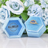 Ellibelle Jewellery Vintage Blue Sapphire & Diamond 14ct Gold Triple Cluster Ring