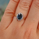 Ellibelle Jewellery Vintage Blue Sapphire & Diamond 18ct Gold Cluster Ring