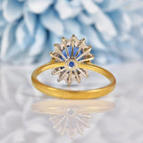 Ellibelle Jewellery Vintage Blue Sapphire & Diamond 18ct Gold Cluster Ring