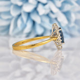Ellibelle Jewellery Vintage Blue Sapphire & Diamond 18ct Gold Cluster Ring