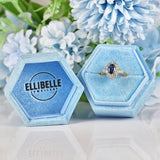 Ellibelle Jewellery Vintage Blue Sapphire & Diamond 18ct Gold Oval Cluster Ring