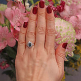 Ellibelle Jewellery Vintage Blue Sapphire & Diamond 18ct Gold Oval Cluster Ring