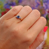 Ellibelle Jewellery Vintage Blue Sapphire & Diamond 18ct Gold Ring