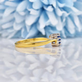 Ellibelle Jewellery Vintage Blue Sapphire & Diamond 18ct Gold Ring