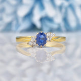Ellibelle Jewellery Vintage Blue Sapphire & Diamond 18ct Gold Ring