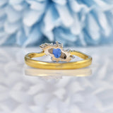 Ellibelle Jewellery Vintage Blue Sapphire & Diamond 18ct Gold Ring