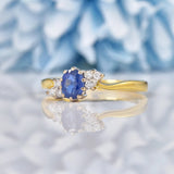 Ellibelle Jewellery Vintage Blue Sapphire & Diamond 18ct Gold Ring