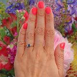 Ellibelle Jewellery Vintage Blue Sapphire & Diamond 18ct Gold Ring