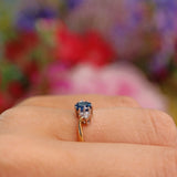 Ellibelle Jewellery Vintage Blue Sapphire & Diamond 18ct Gold Ring