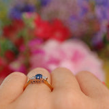 Ellibelle Jewellery Vintage Blue Sapphire & Diamond 18ct Gold Ring