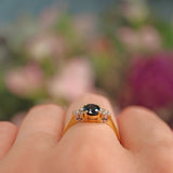 Ellibelle Jewellery Vintage Blue Sapphire & Diamond 18ct Gold Ring