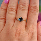 Ellibelle Jewellery Vintage Blue Sapphire & Diamond 18ct Gold Ring