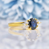 Ellibelle Jewellery Vintage Blue Sapphire & Diamond 18ct Gold Ring