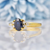 Ellibelle Jewellery Vintage Blue Sapphire & Diamond 18ct Gold Ring