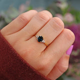 Ellibelle Jewellery Vintage Blue Sapphire & Diamond 18ct Gold Ring