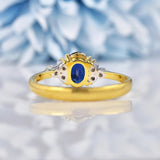 Ellibelle Jewellery Vintage Blue Sapphire & Diamond 18ct Gold Ring