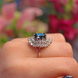 Ellibelle Jewellery Vintage Blue Sapphire & Diamond 18ct White Gold Dress Ring