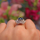 Ellibelle Jewellery Vintage Blue Sapphire & Diamond 18ct White Gold Dress Ring