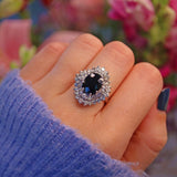 Ellibelle Jewellery Vintage Blue Sapphire & Diamond 18ct White Gold Dress Ring