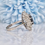 Ellibelle Jewellery Vintage Blue Sapphire & Diamond 18ct White Gold Dress Ring