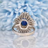 Ellibelle Jewellery Vintage Blue Sapphire & Diamond 18ct White Gold Dress Ring