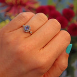 Ellibelle Jewellery Vintage Blue Sapphire & Diamond Cluster Ring