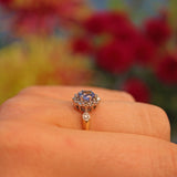 Ellibelle Jewellery Vintage Blue Sapphire & Diamond Cluster Ring