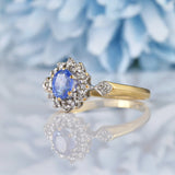 Ellibelle Jewellery Vintage Blue Sapphire & Diamond Cluster Ring