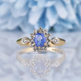 Ellibelle Jewellery Vintage Blue Sapphire & Diamond Cluster Ring