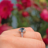 Ellibelle Jewellery Vintage Blue Sapphire & Diamond White Gold Ring