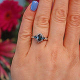 Ellibelle Jewellery Vintage Blue Sapphire & Diamond White Gold Ring