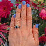 Ellibelle Jewellery Vintage Blue Sapphire & Diamond White Gold Ring